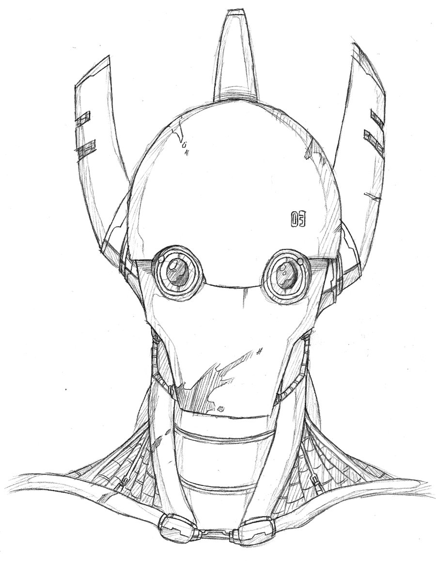 900x1158 Robot Head Drawing