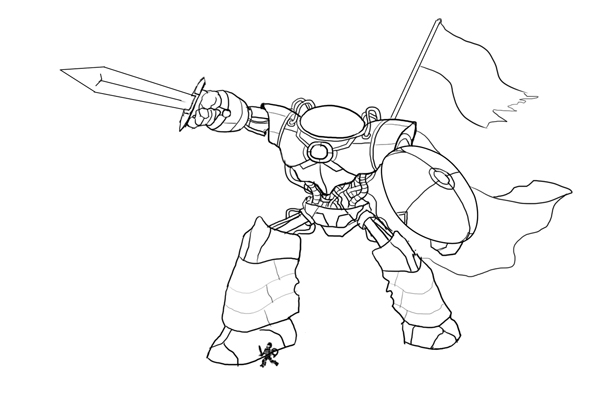600x400 Create Line Art For A Medieval Robot Character Illustration