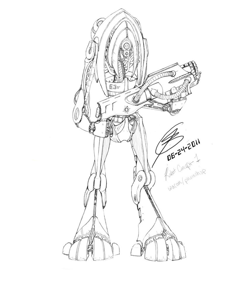 797x1002 Robot 1 Line Drawing By Neopork