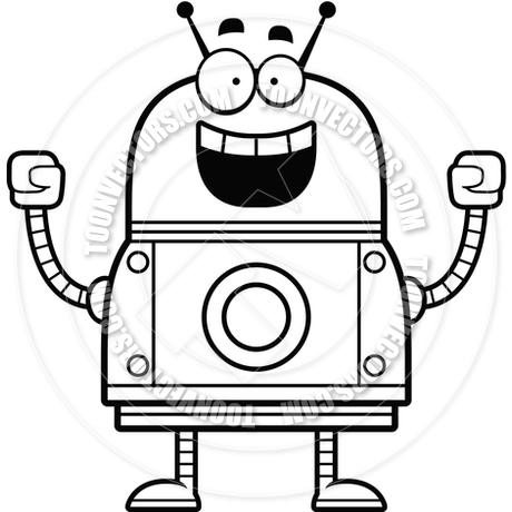 460x460 Celebrating Robot (Black And White Line Art) By Cory Thoman Toon