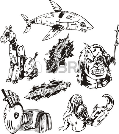 400x450 Robot Tattoo Stock Photos. Royalty Free Robot Tattoo Images
