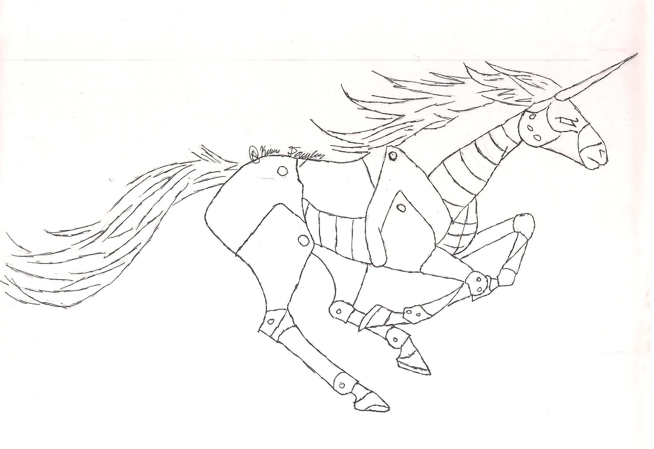 2169x1489 Robot Unicorn Line Art By Kdougfang