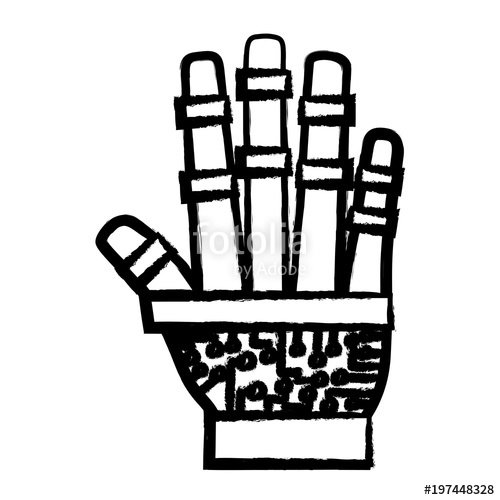500x500 Sketch Of Robotic Hand Icon Over White Background, Vector