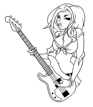 300x346 Rock N Roll Pinup Bass By Guitargirlsclub