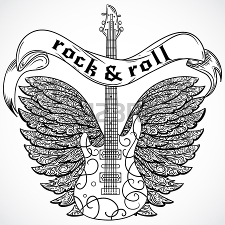 450x450 Rock'N Roll Poster Guitar Graphic Design Tee Vector Art Royalty