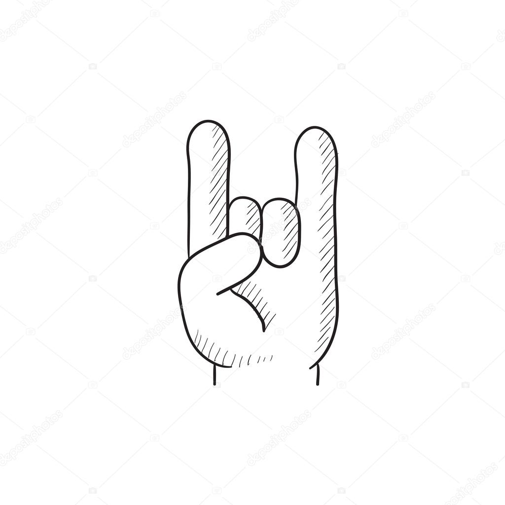 1024x1024 Rock And Roll Hand Sign Sketch Icon. Stock Vector Rastudio