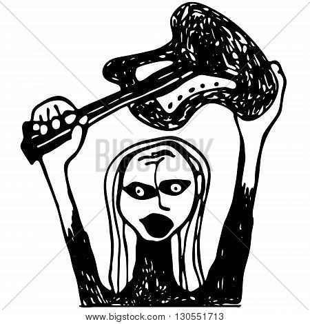 450x470 Rock N Roll Singer Guitar. Smash Vector Amp Photo Bigstock