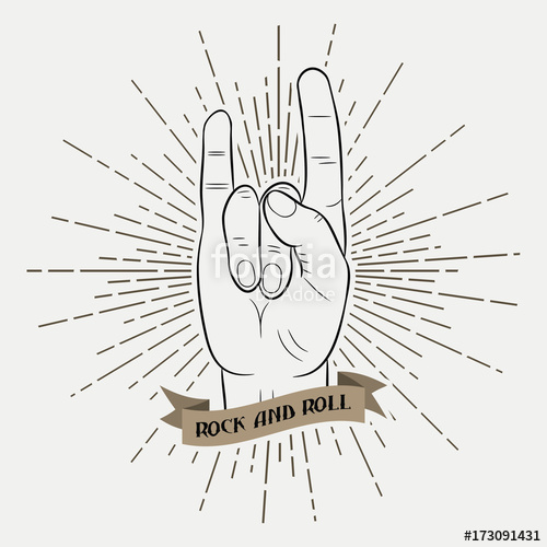 500x500 Rock Skeleton Hand. Heavy Metal Sign