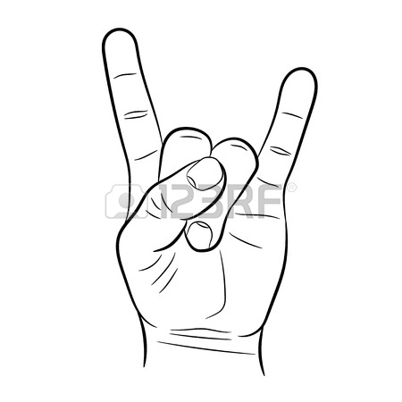 450x450 Sign Hand Rock Amp Roll Heavy Metal On White Background Of Vector