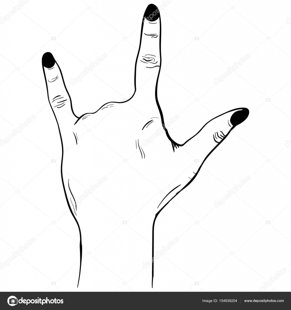 963x1024 Hand Gesture Sketch. Rock And Roll Symbol Stock Vector