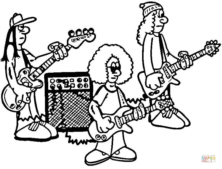 750x572 Rock Band Animal Coloring Page Rock Guitar Adult Coloring Pages