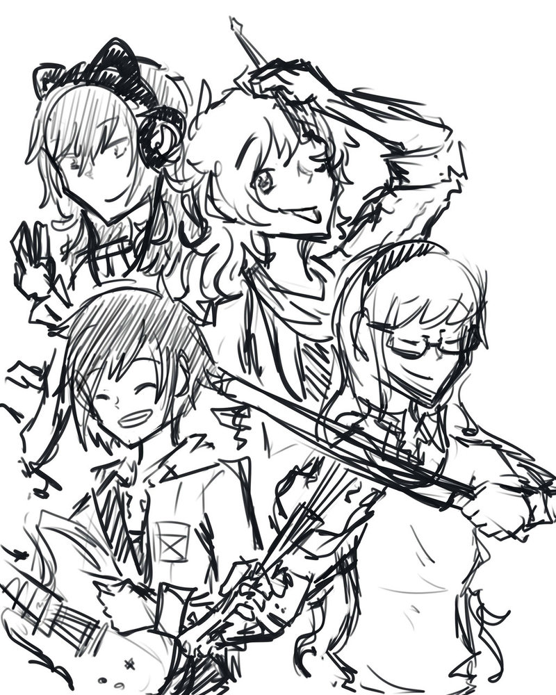 800x1000 Rwby Violin Rock Band Sketch By Pockynuko12000