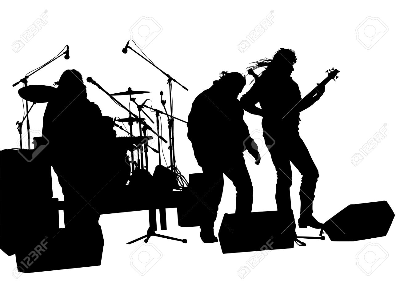 1300x919 Concert Of Rock Band On A White Background Royalty Free Cliparts