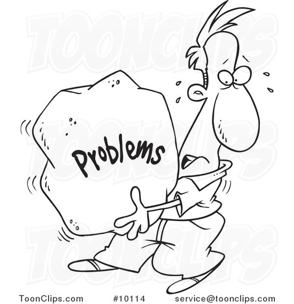 581x600 Cartoon Black And White Line Drawing Of A Guy Carrying A Heavy