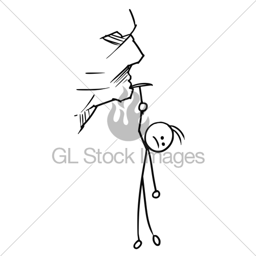 500x500 Cartoon Of Man Hanging On The Rock Gl Stock Images