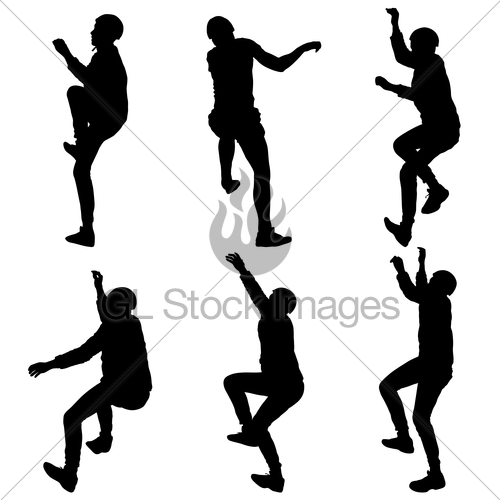 500x500 Black Set Silhouette Rock Climber On White Background Gl Stock