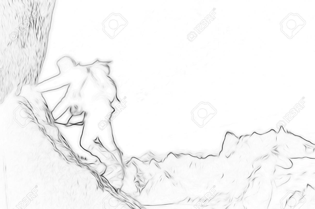 1300x864 Male Climber, Rock Climbing Sport. Stylized Silhouette