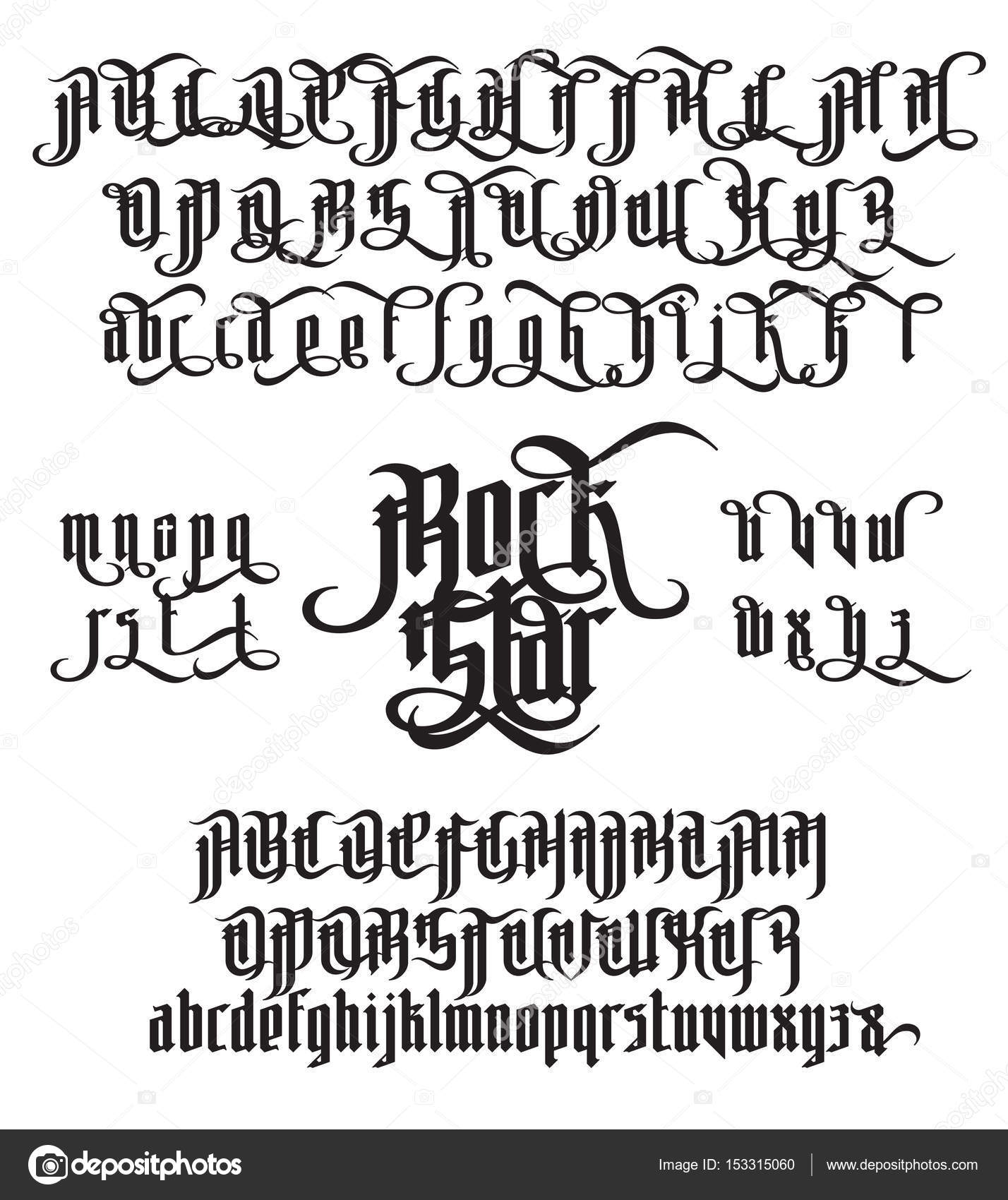 1428x1700 Rock Star Gothic Font Stock Vector Nrey Ad