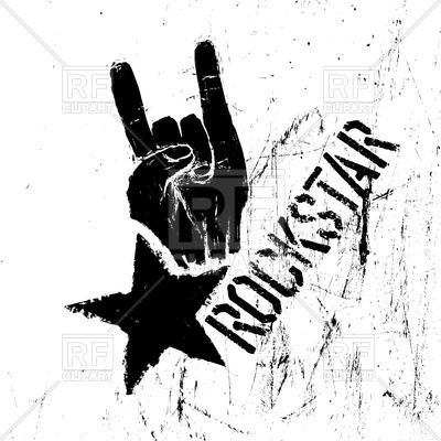 400x400 Rockstar Symbol With Sign Of The Horns Hand Gesture On Scratched
