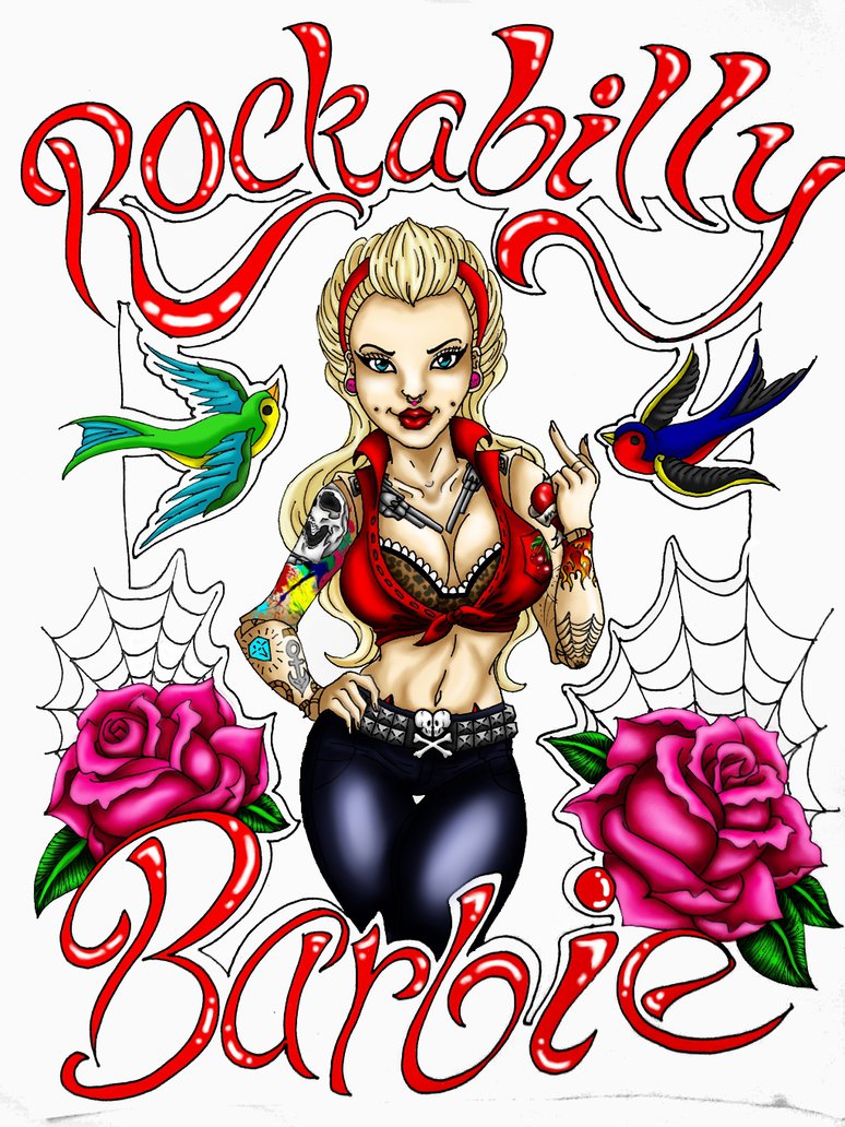 774x1032 Rockabilly Barbie Colored By Pin Updoll