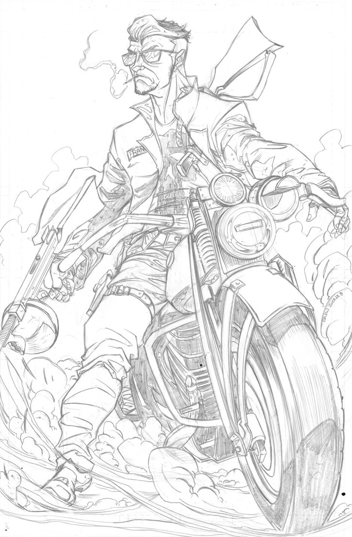 724x1104 Rockabilly Punisher Pencil By Fireclerk12