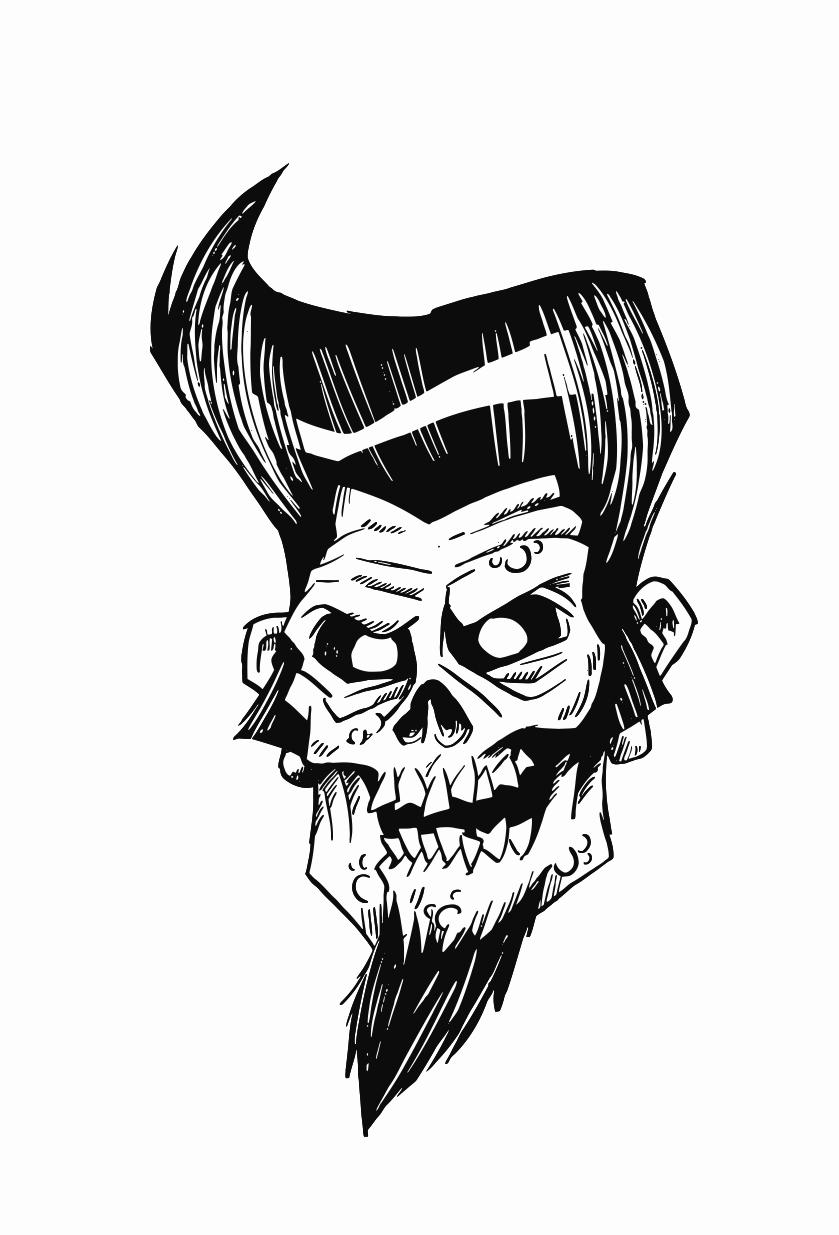 839x1235 Rockabilly Zombie Printable Image Illustration Sketch