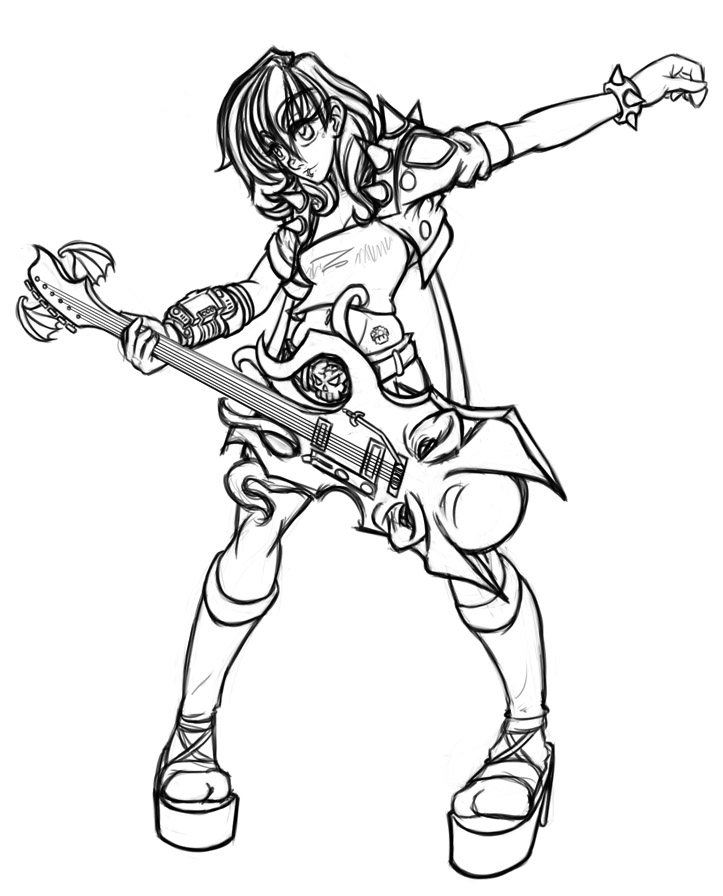 723x896 Nerd Rocker Girl Sketch By Flowen