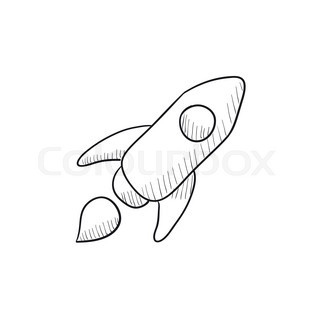 320x320 Rocket Vector Sketch Icon Isolated On Background. Hand Drawn