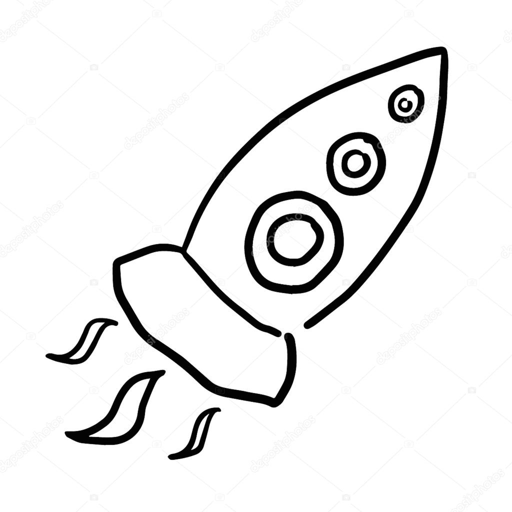 1024x1024 Hand Drawn Rocket Doodle Symbol Vector Scribble Illustration