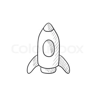320x320 Rocket Vector Sketch Icon Isolated On Background. Hand Drawn