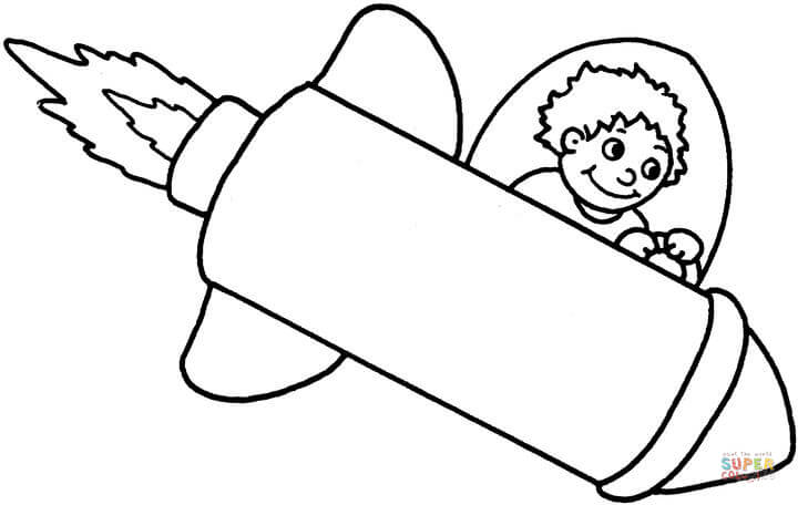 720x456 Boy Flying A Space Rocket Coloring Page Free Printable Coloring