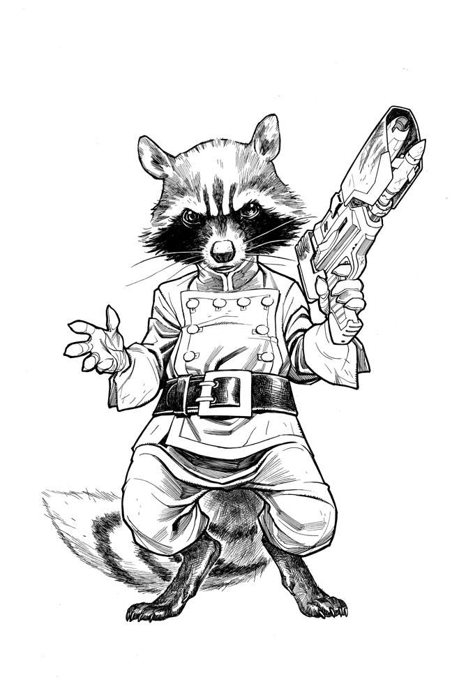 648x1000 Rocket Raccoon Bw By Stephaneroux