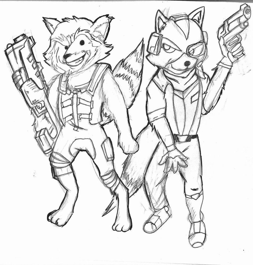 874x915 Rocket Raccoon And Star Fox Sketch By Cosmictin