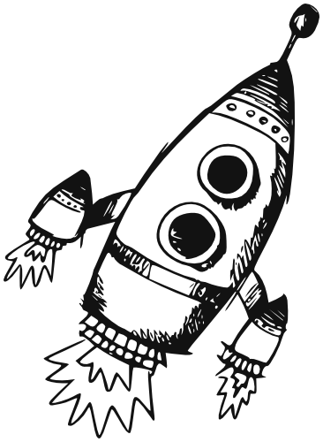 366x500 Rocket Ship Bw