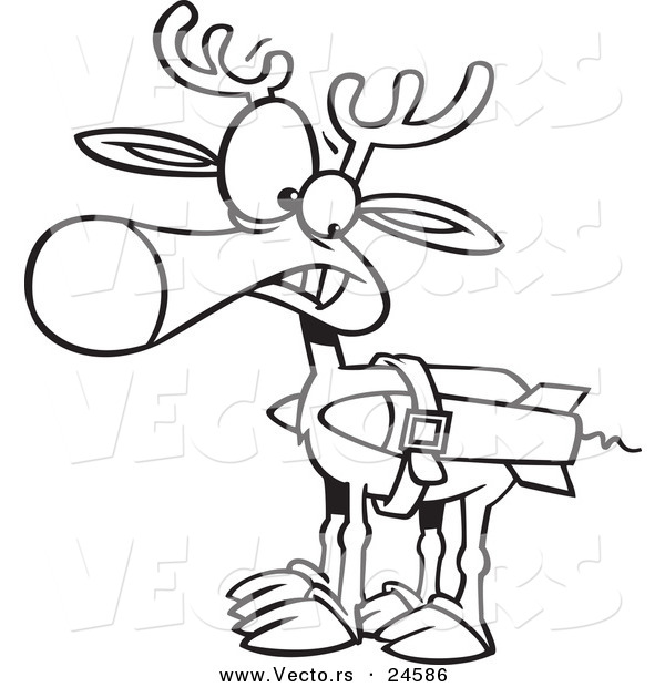 600x620 Vector Of A Cartoon Christmas Reindeer With Strapped Rockets