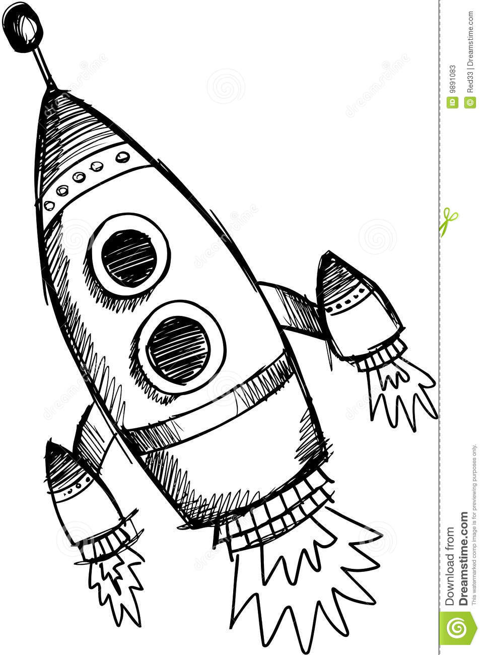 961x1300 Drawn Rocket Vector