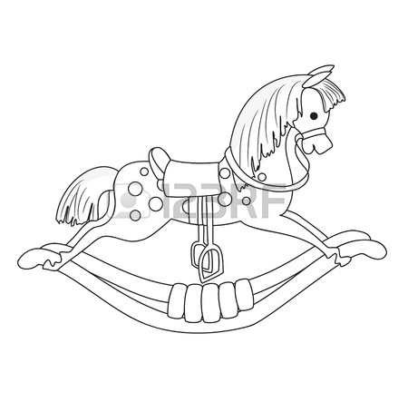 450x443 Outlined Rocking Horse Vector Royalty Free Cliparts, Vectors,