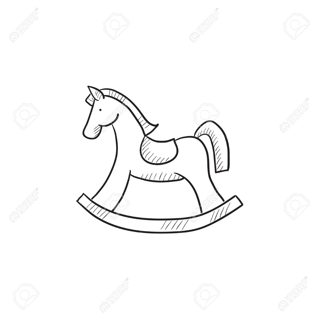 1300x1300 Rocking Horse Vector Sketch Icon Isolated On Background. Hand