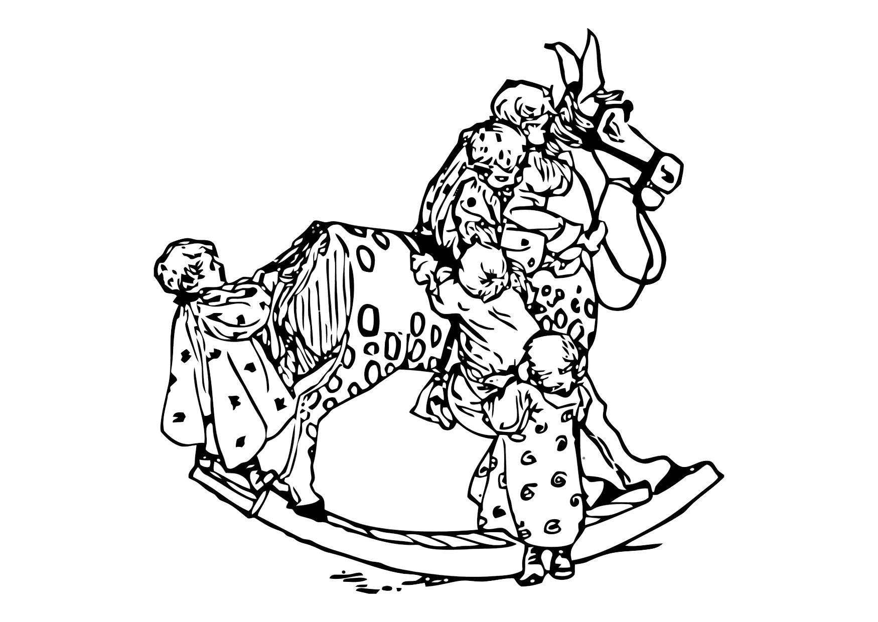 1750x1240 Coloring Page Children On Rocking Horse