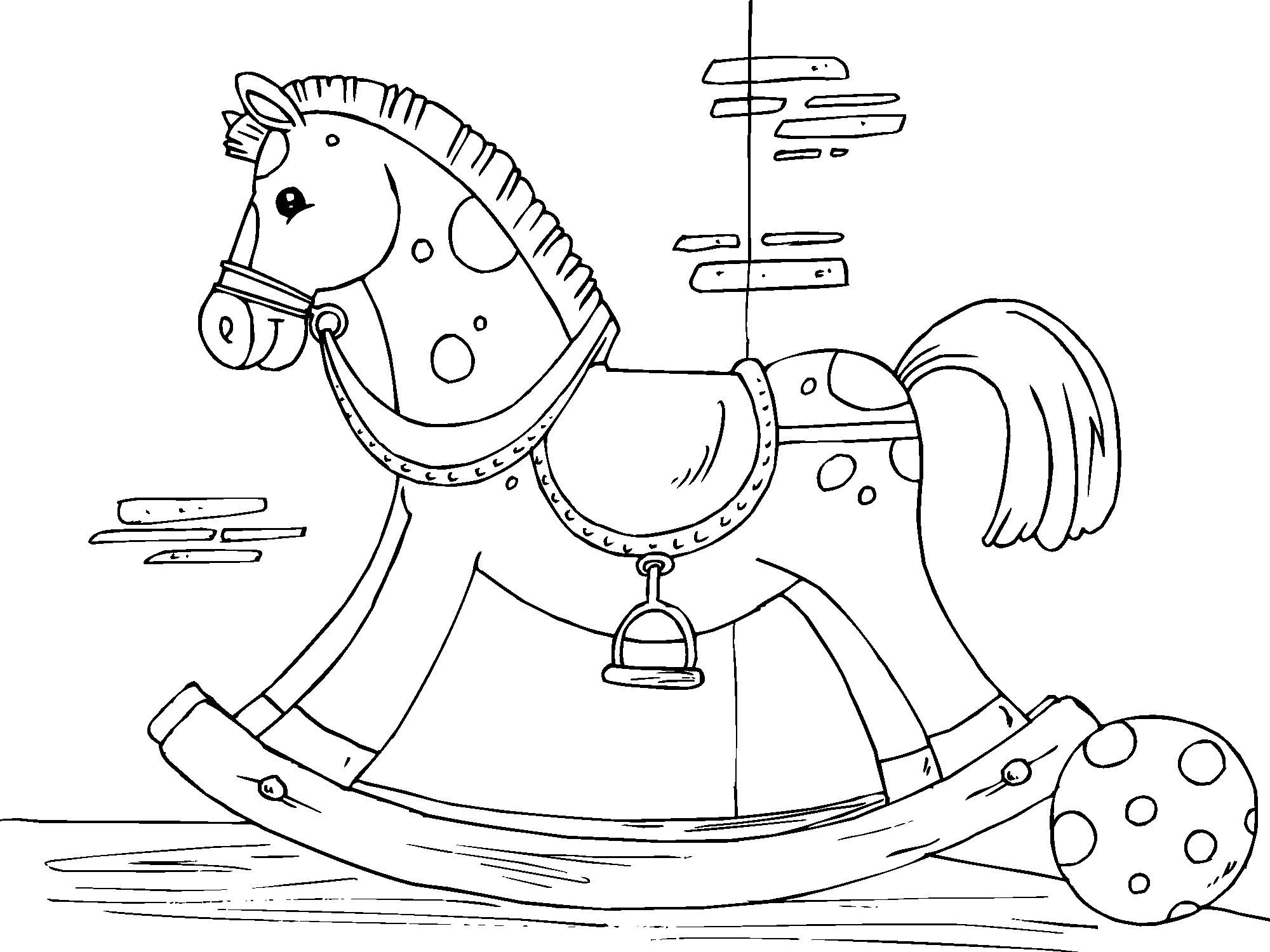 2000x1500 Coloring Page Rocking Horse