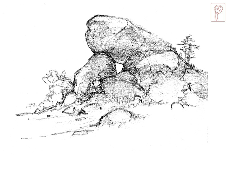 800x600 Landscape With Rocks Sketch By Papierpilot