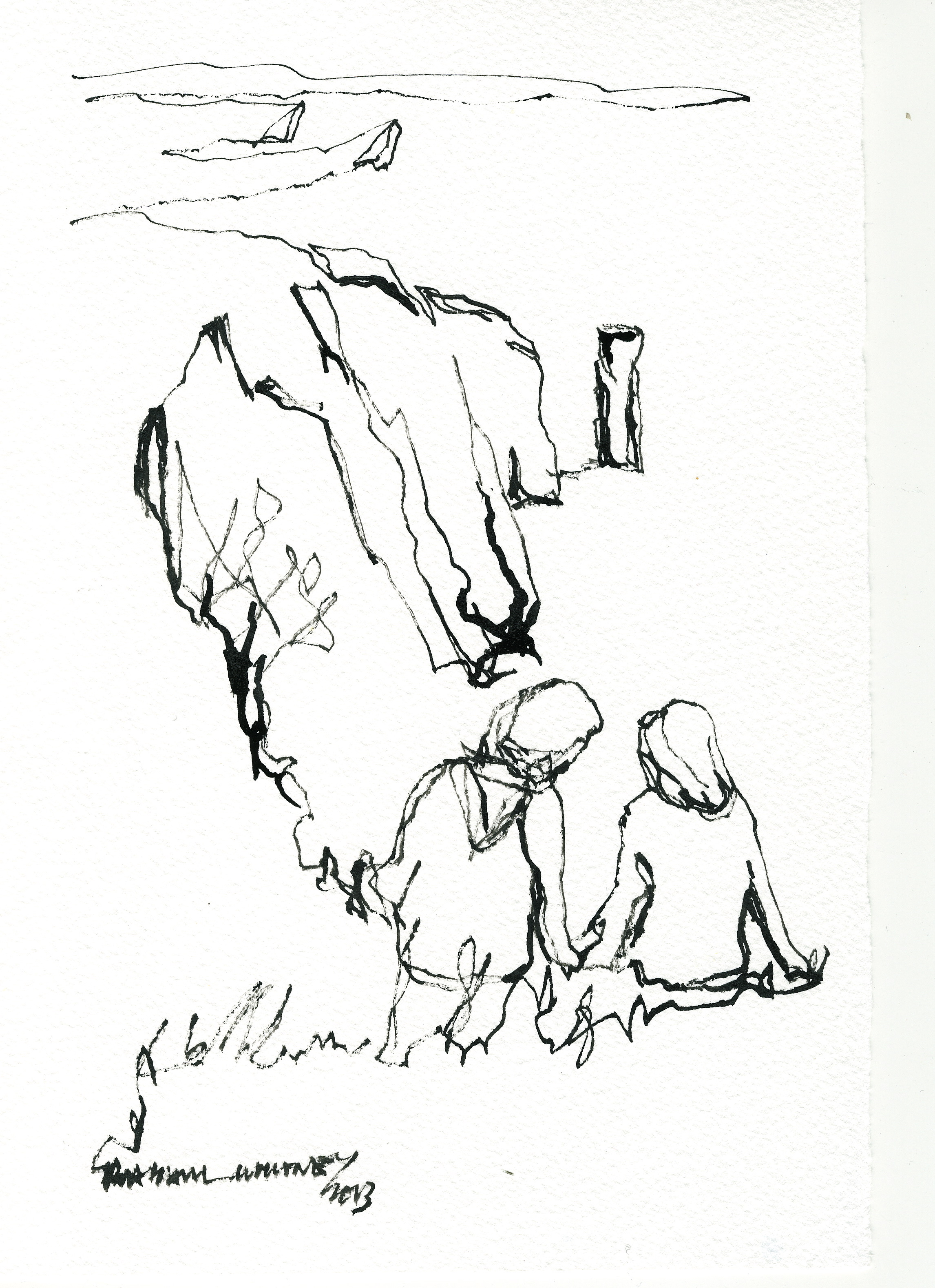 2293x3157 Continuous Line Contour Drawing Quill Pen And Ink Old Harry Rocks