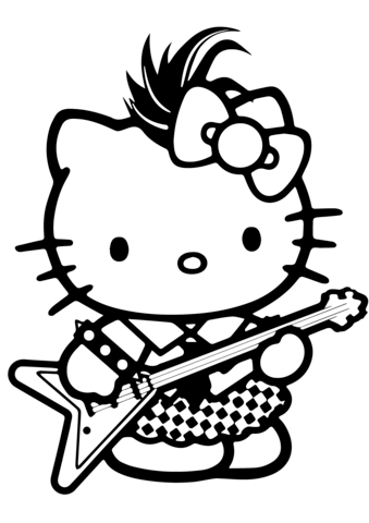 339x480 Hello Kitty Rockstar Coloring Page Free Printable Coloring Pages