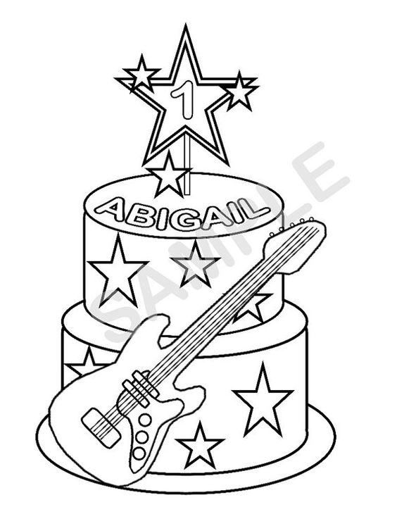564x730 Personalized Printable Rockstar Cake Birthday Party Favor