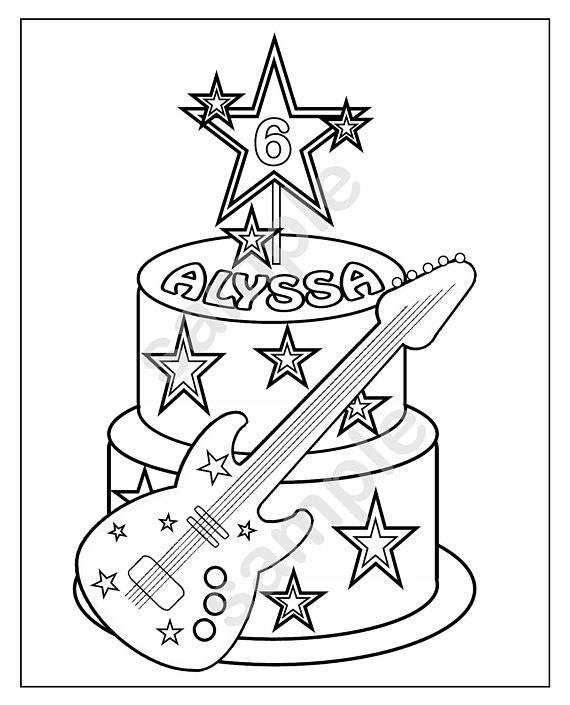 570x705 Personalized Printable Rockstar Cake Birthday Party Favor