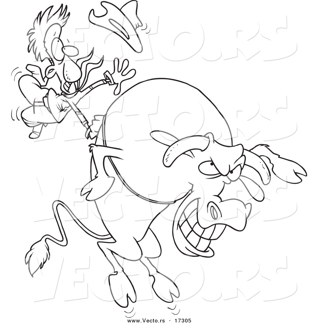 1024x1044 Vector Of A Cartoon Cowboy Riding A Giant Bull