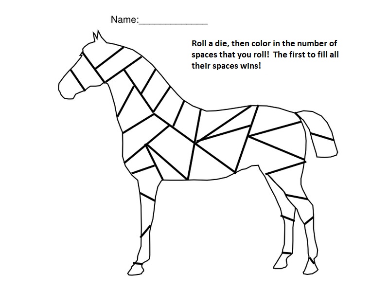 800x600 Horse Roll The Die And Color The Number Game Nuttin' But Preschool