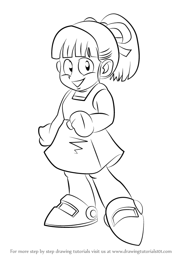 596x842 Learn How To Draw Roll From Mega Man (Mega Man) Step By Step