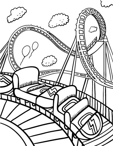 392x507 Printable Roller Coaster Coloring Page. Free Pdf Download