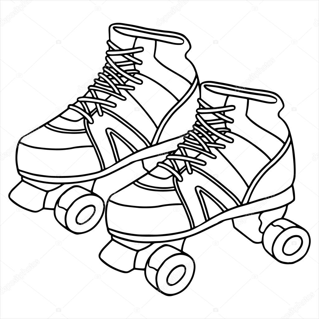 1024x1024 Roller Skate Cartoon Illustration Isolated On White Stock Vector
